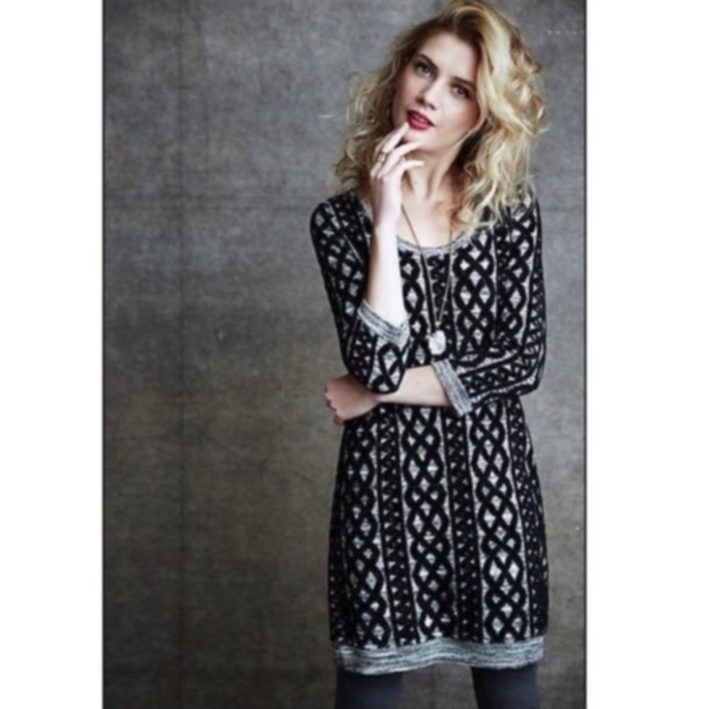 Anthropologie MOTH black lattice sweater dress M - Picture 14 of 15